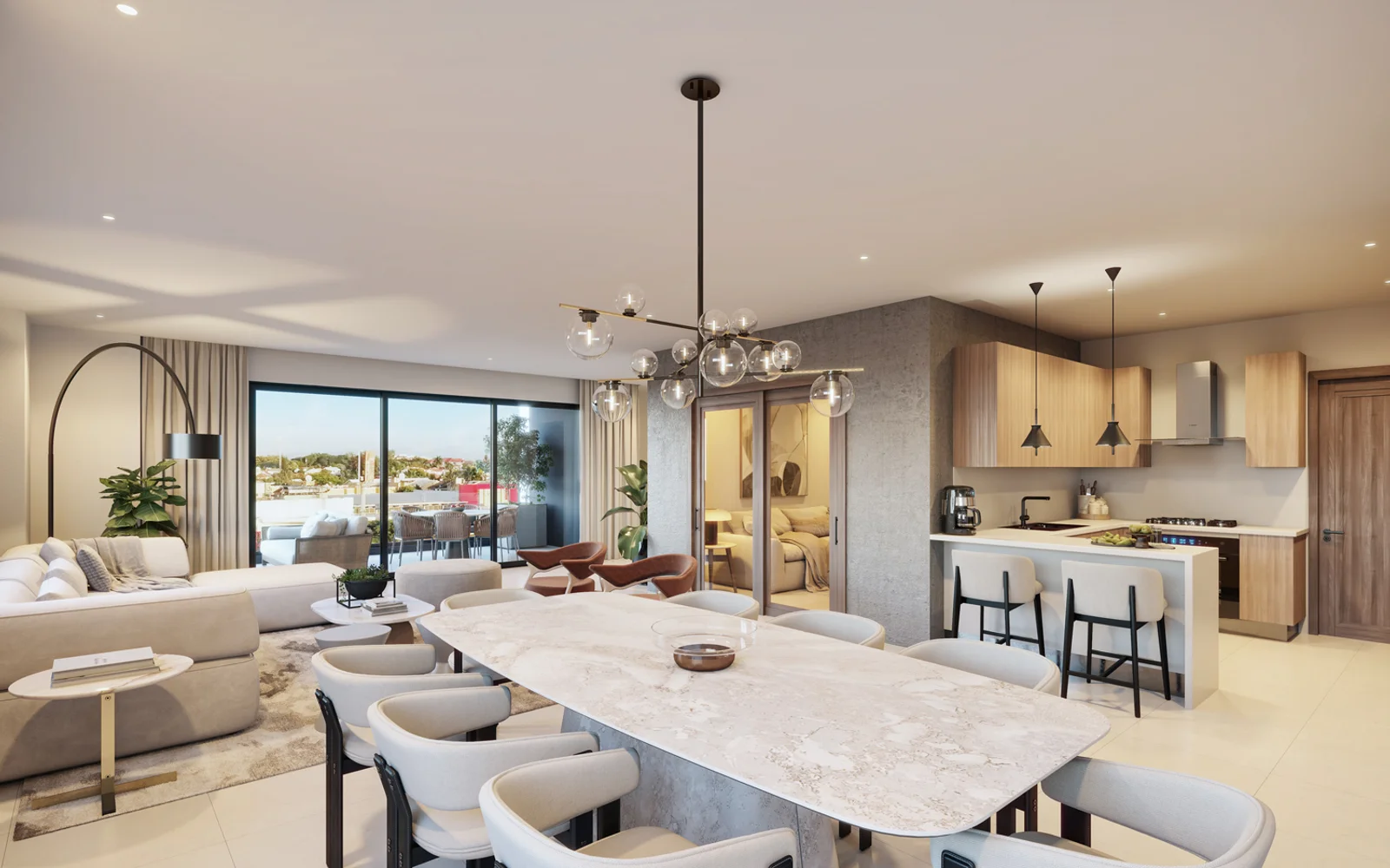 Interior apartamento TRIVARA en Santo Domingo, sala y comedor del Tipo A