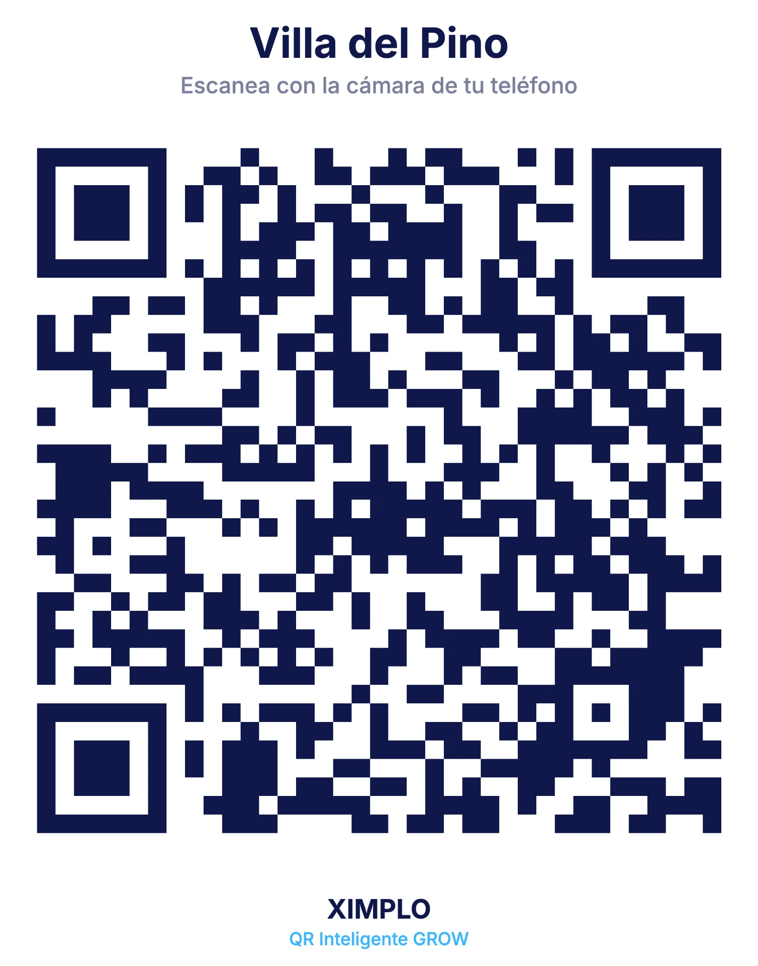 Código QR Inteligente real de Villa del Pino
