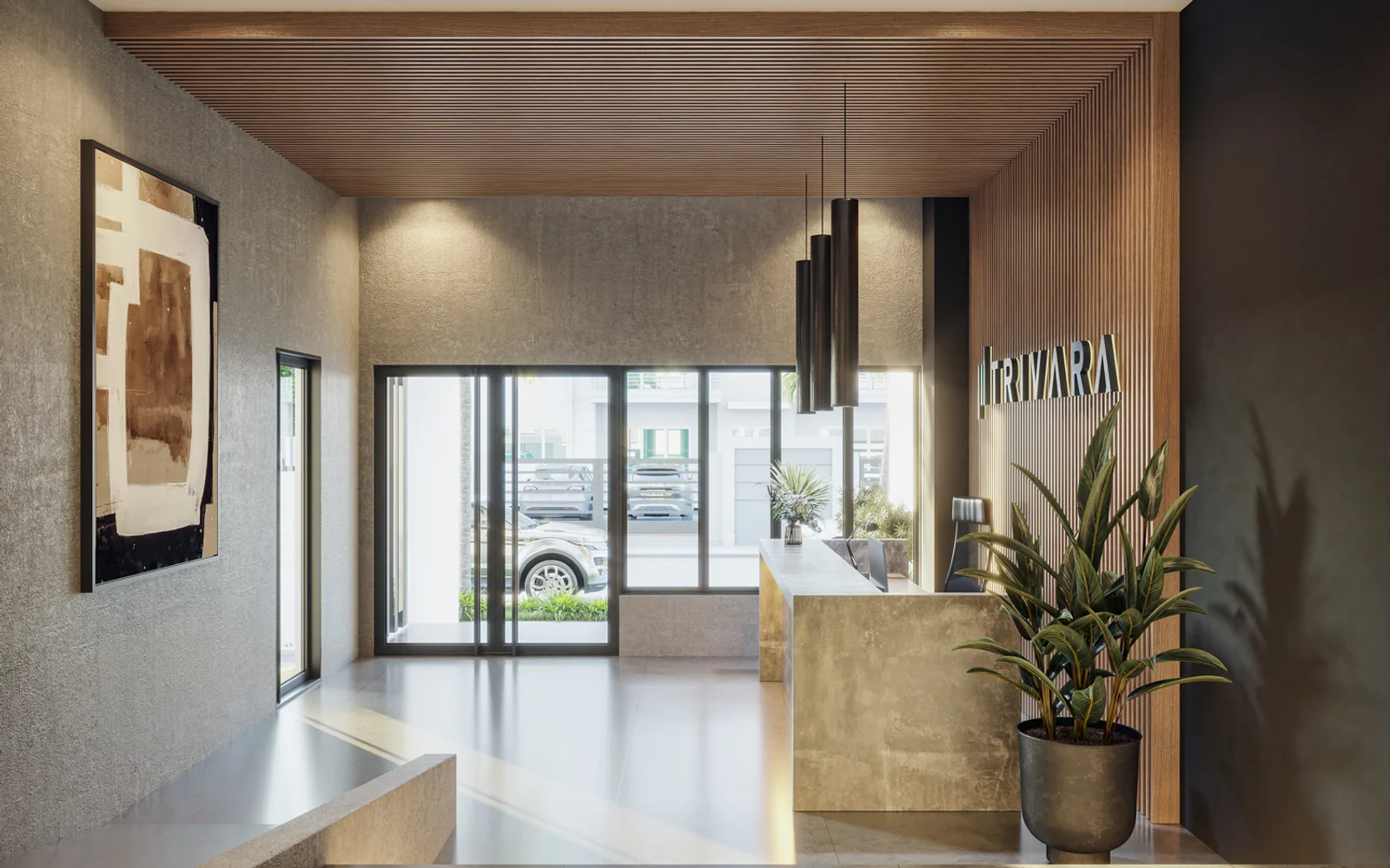 Lobby de entrada del proyecto TRIVARA