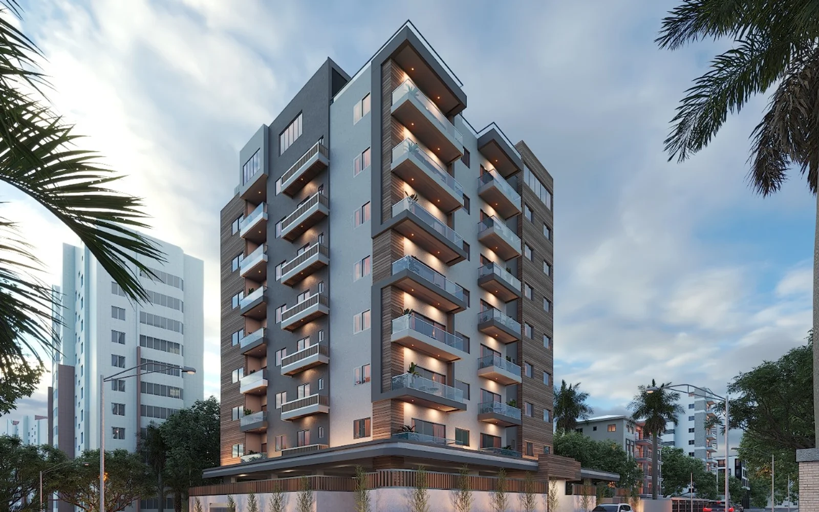 Fachada del edificio TRIVARA en Renacimiento, Santo Domingo