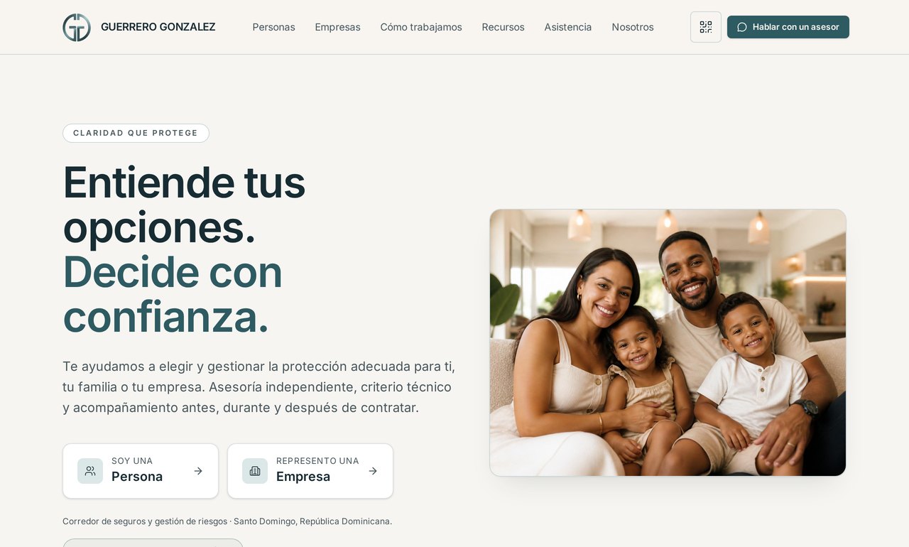 Presencia digital de GUERRERO GONZALEZ, corredores de seguros en Santo Domingo